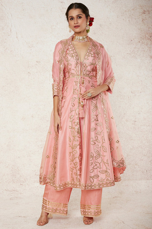 Designer Ishanya Pink Palazzo set- front view