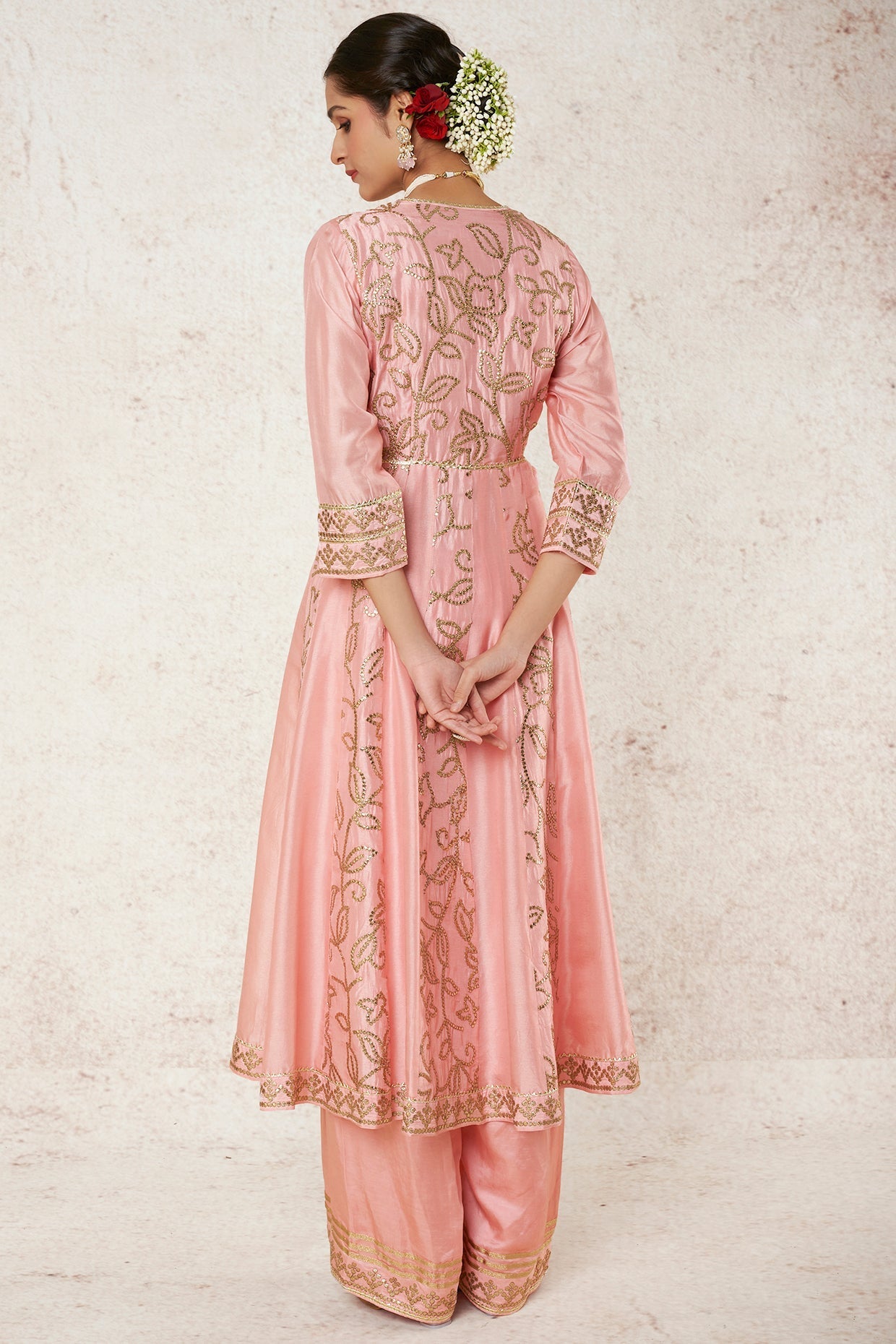 Designer Ishanya Pink Palazzo set- back view