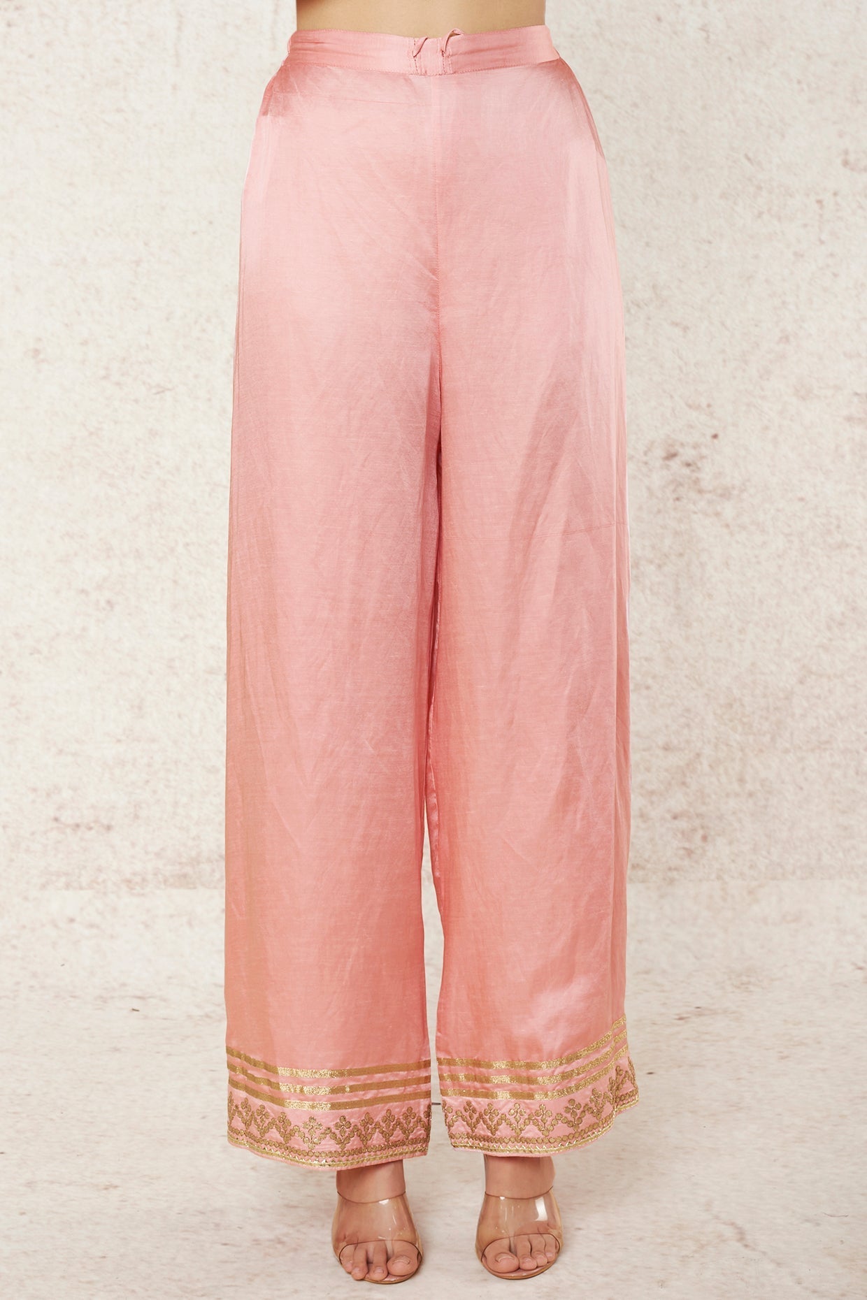 Designer Ishanya Pink Palazzo set- close view