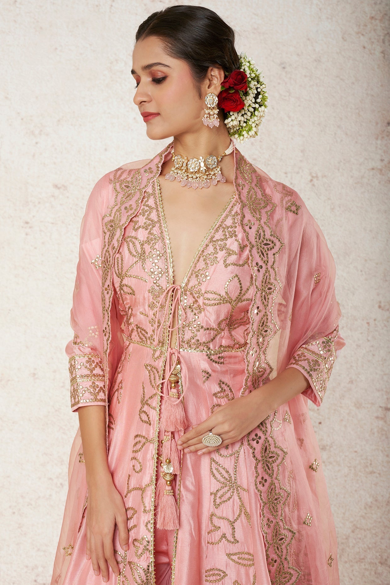 Designer Ishanya Pink Palazzo set- front view