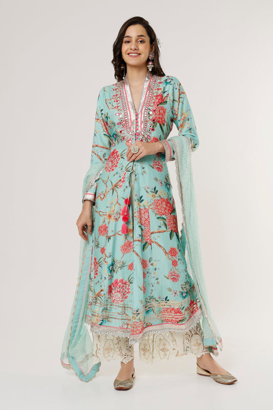 Kawal Jacket Style Kurta with Palazzo- front view