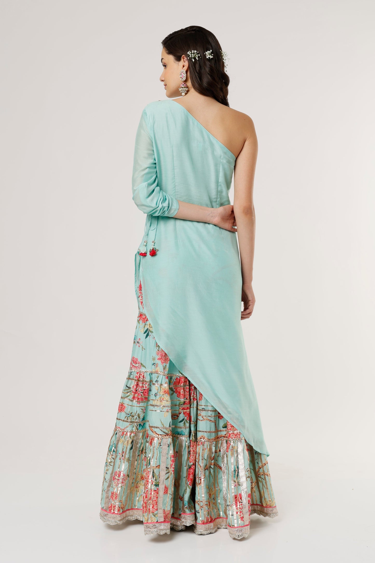 Women's Azure Blue Ashana Printed Sharara | Gopi Vaid