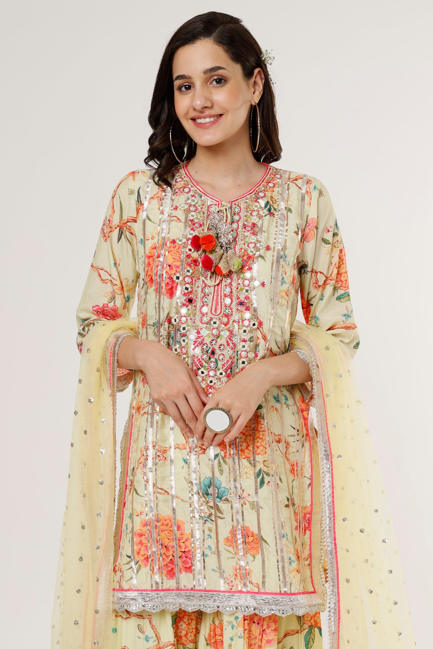 Juhi short kurta Sharara Set- front view