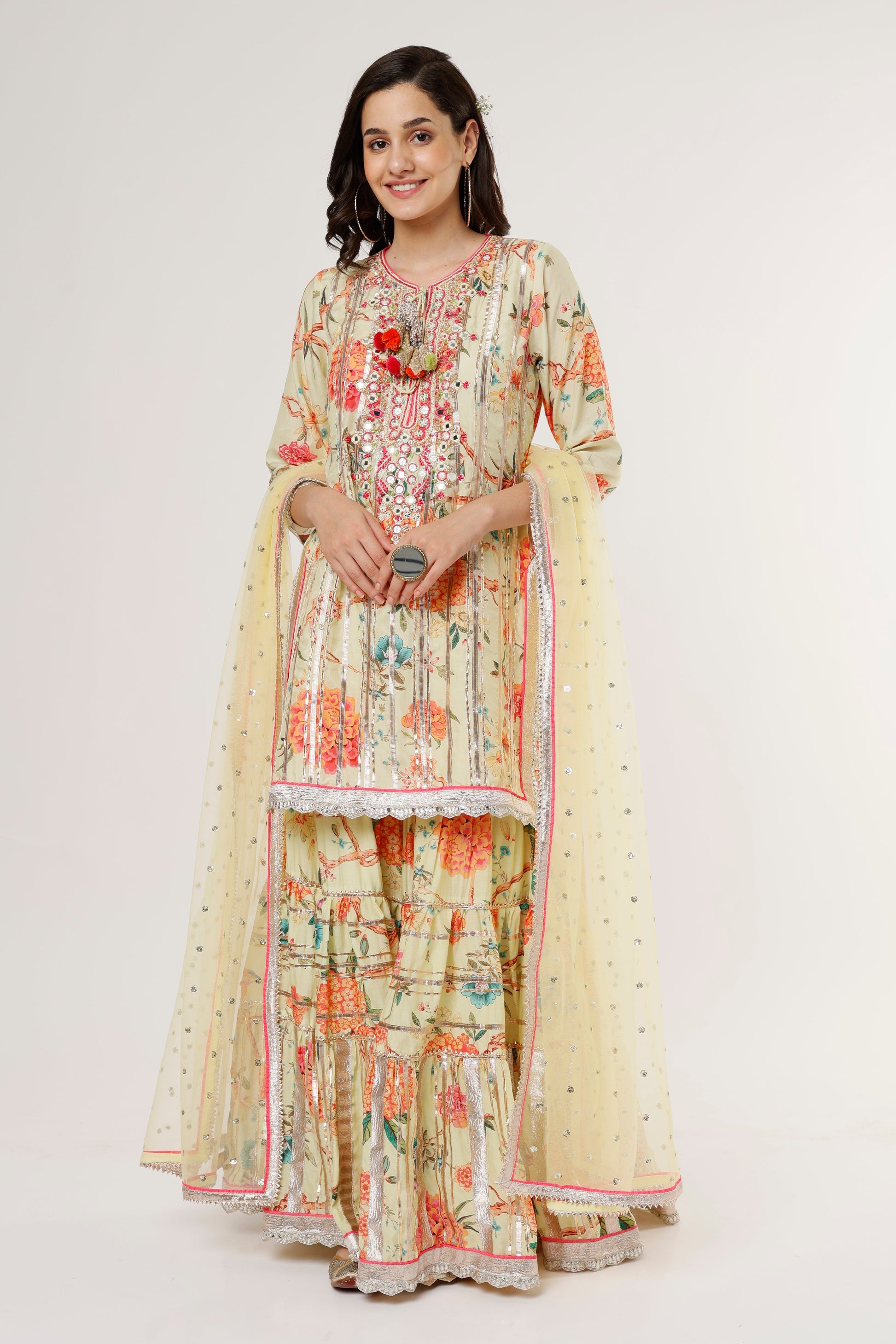 Juhi short kurta Sharara Set- front view