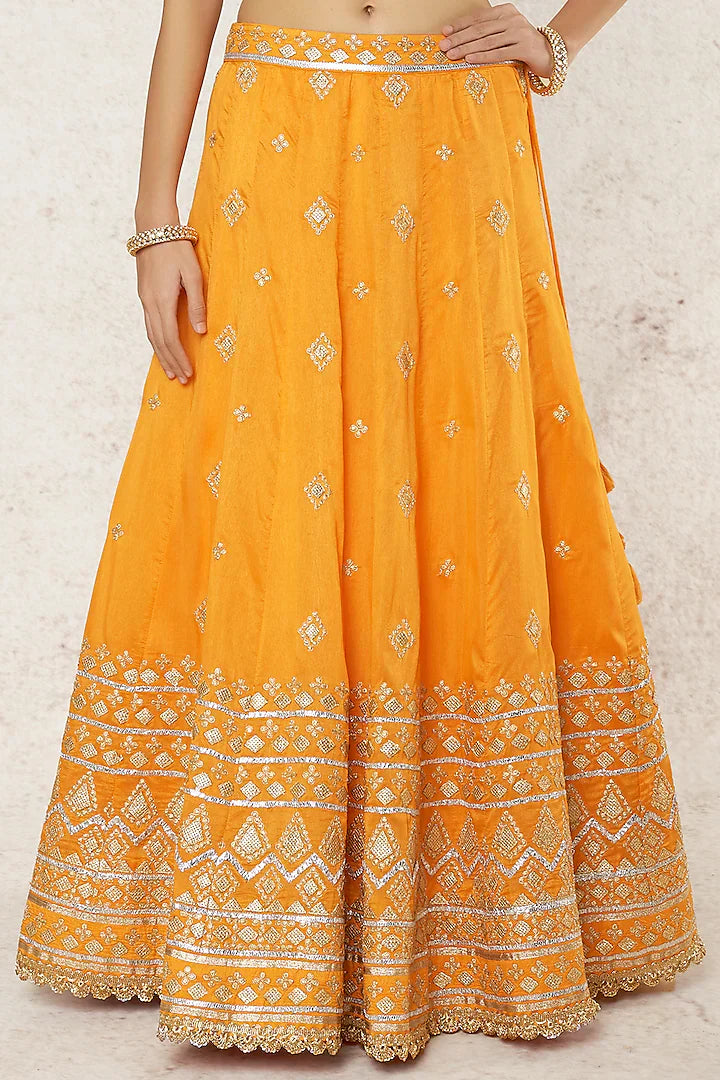 Liba Orange Lehenga Set- close view