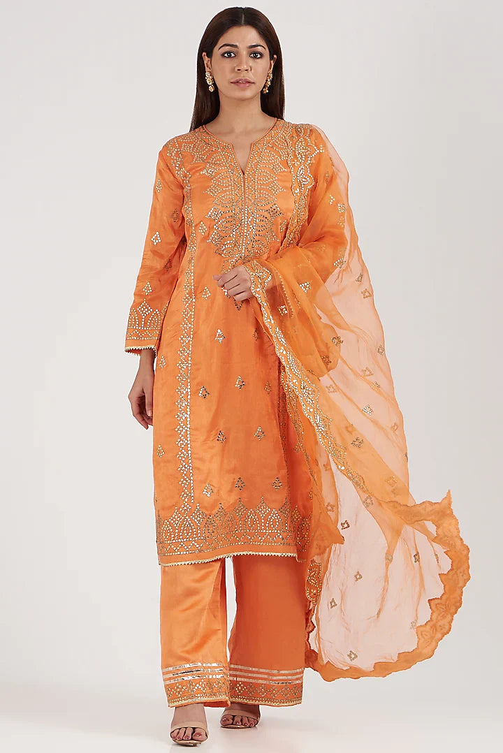 Designer Women's Amaya Orange Palazzo Set | Gopi Vaid