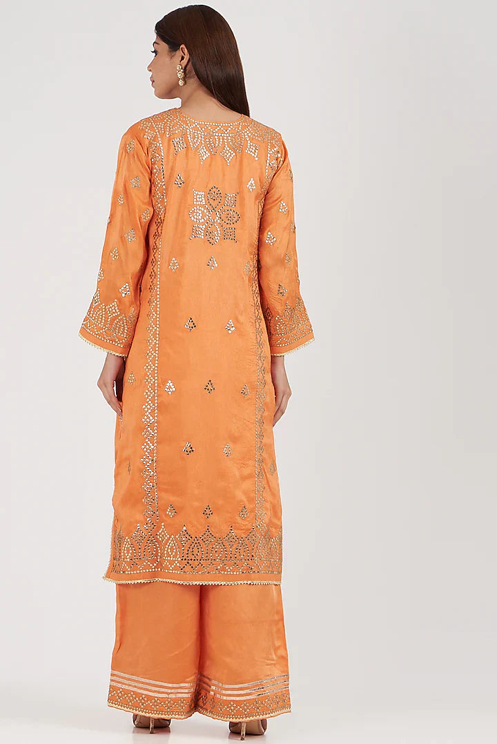 Designer Women's Amaya Orange Palazzo Set | Gopi Vaid