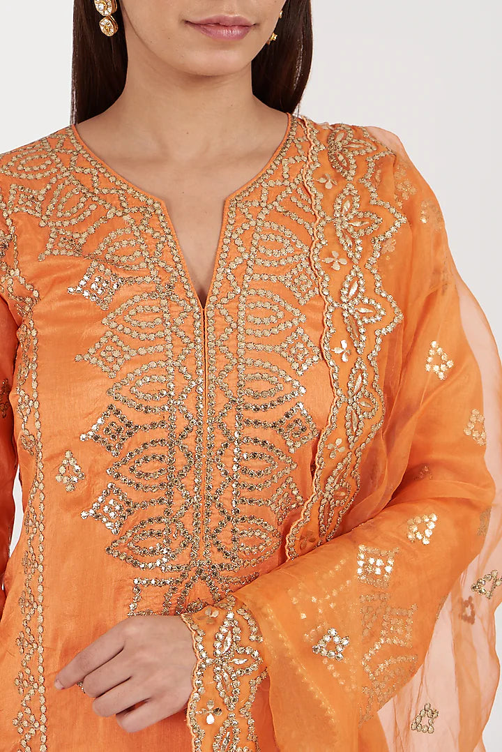 Designer Women's Amaya Orange Palazzo Set | Gopi Vaid