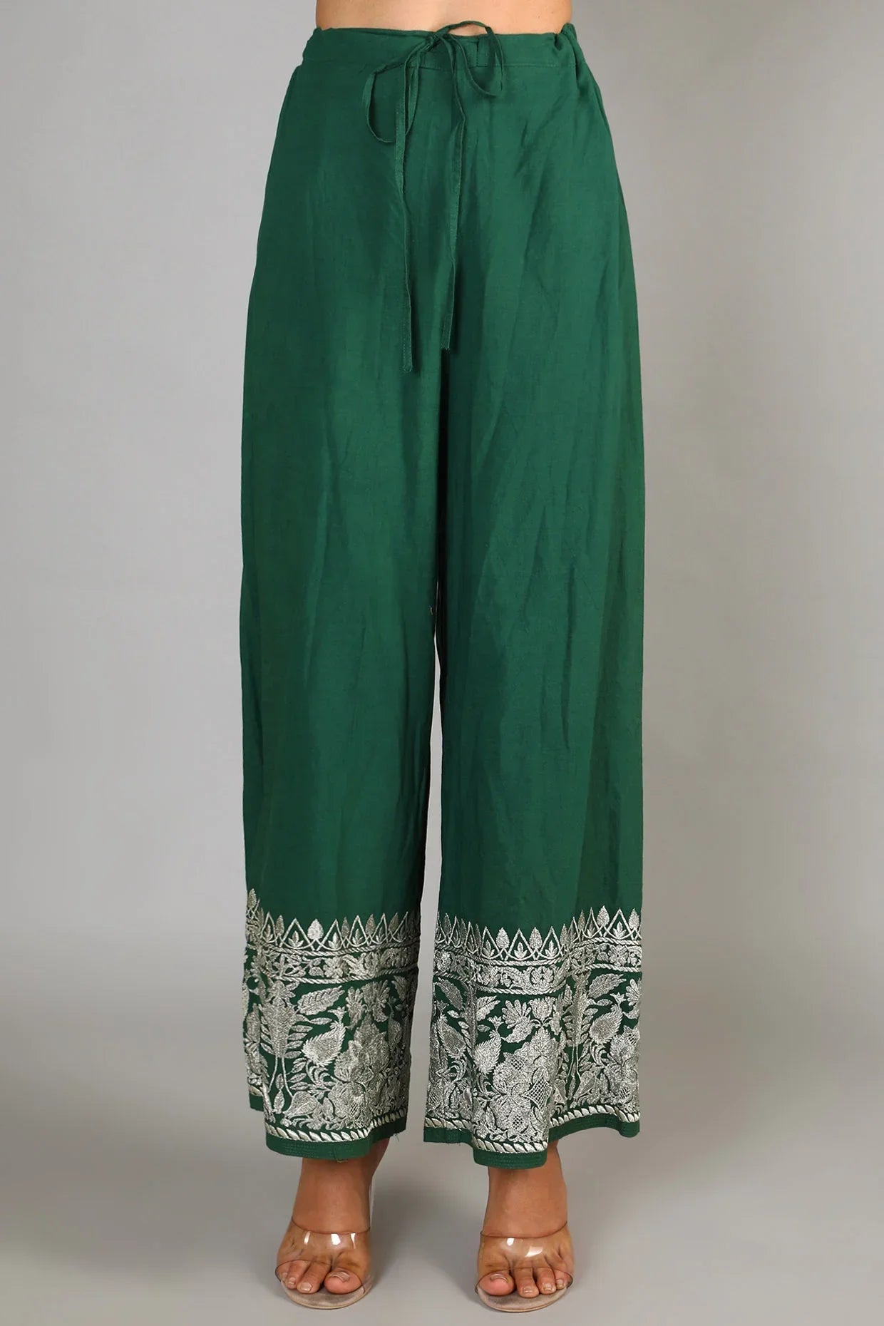 Green Meera Palazzo Set- close view