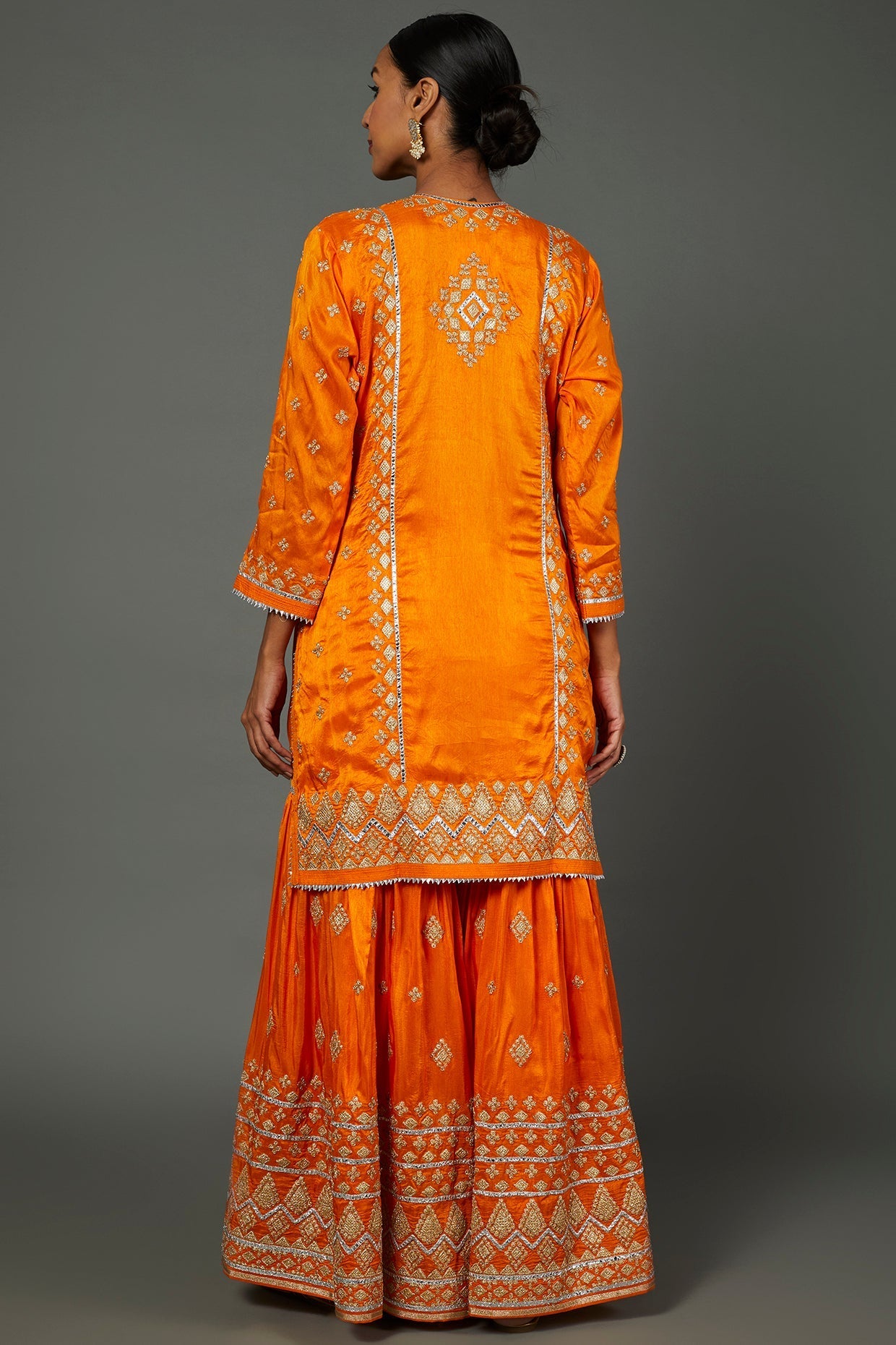 Orange Shiddat Sharara Set- back view