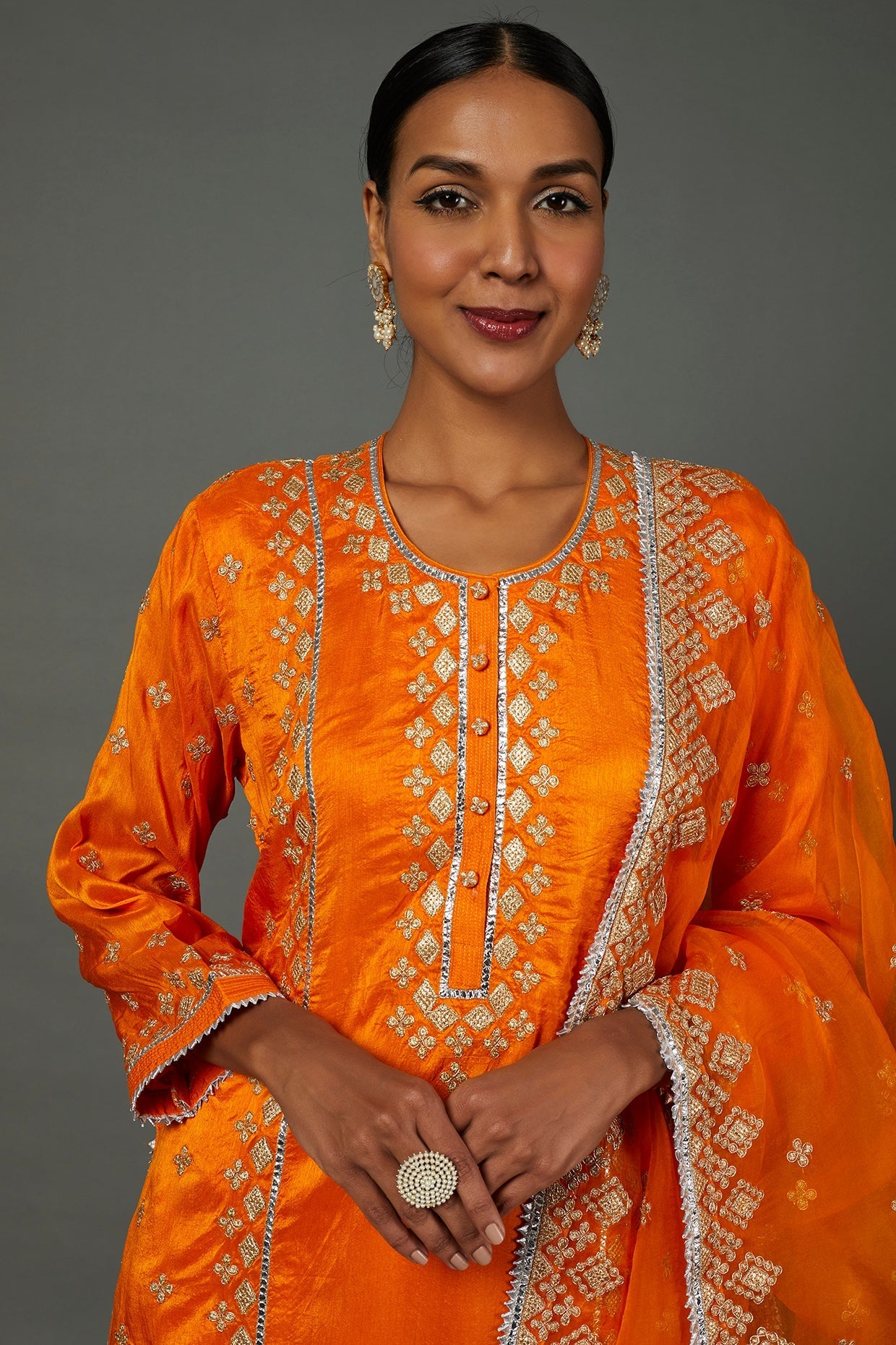 Orange Shiddat Sharara Set- front view