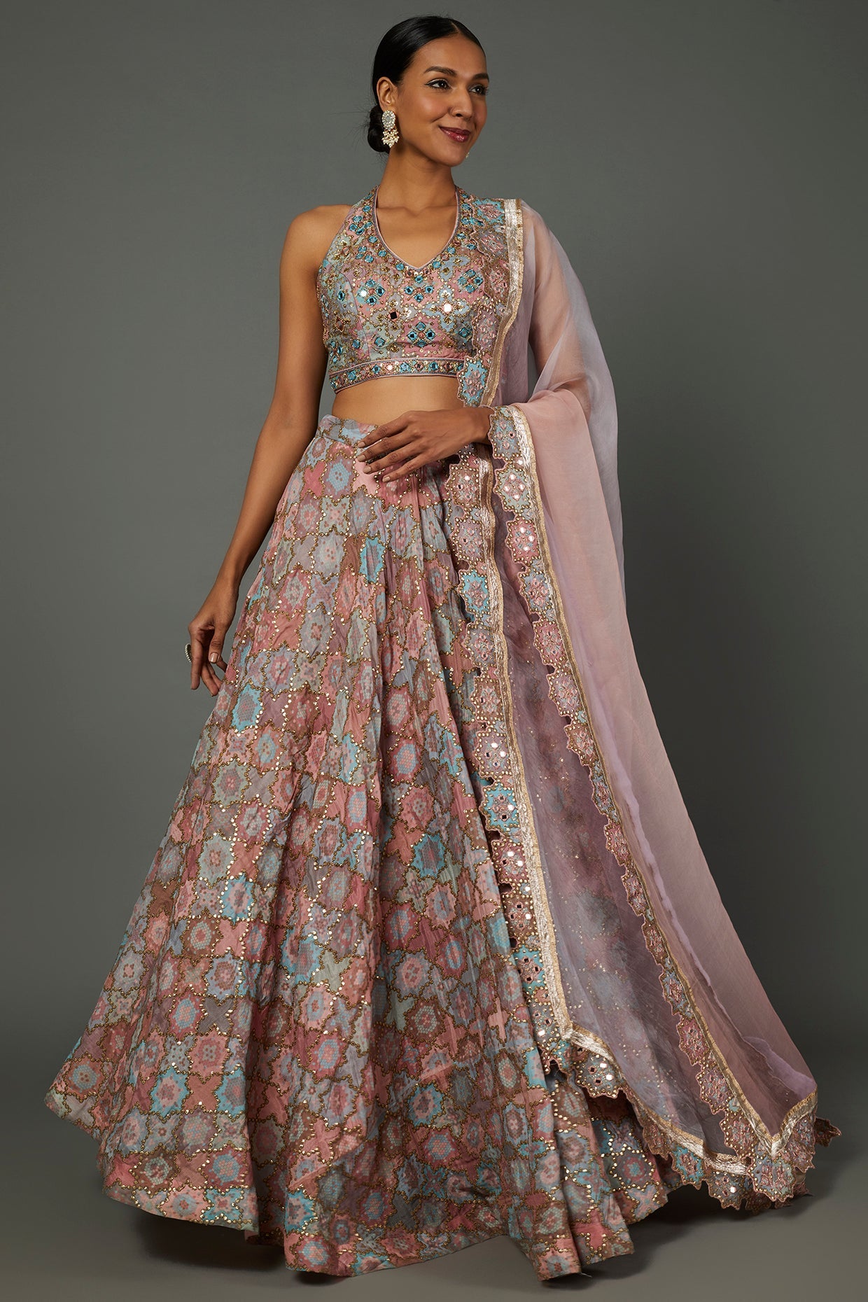 Gorgeous Coordinate Print Aanvi Lehanga Set/ front view