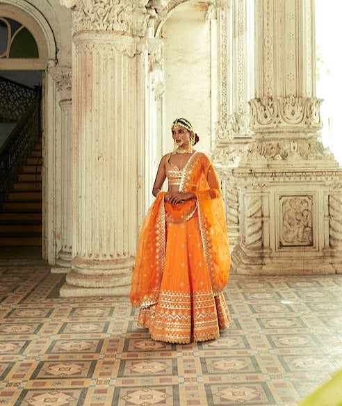 Liba Orange Lehenga Set- front view