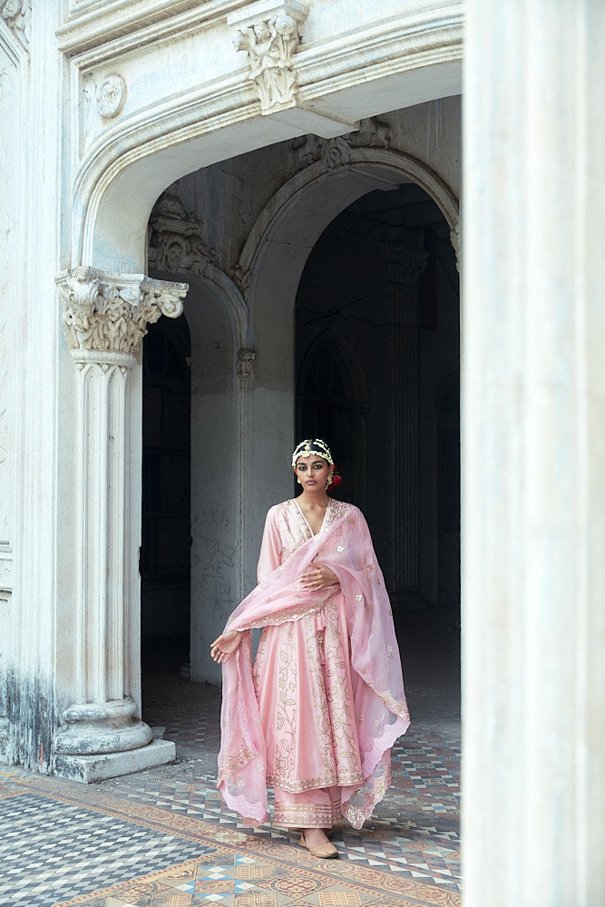 Designer Ishanya Pink Palazzo set- front view