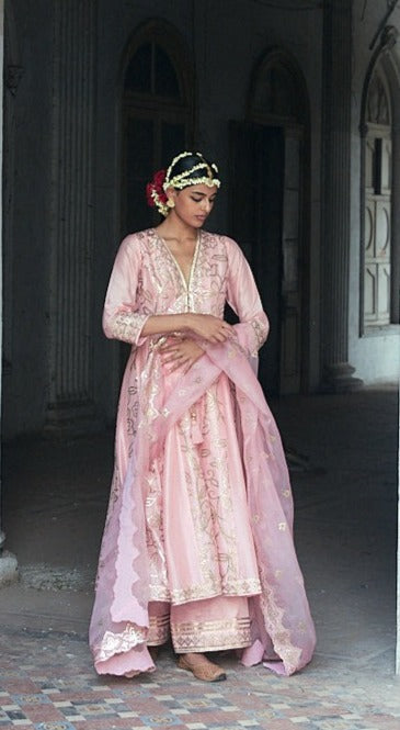 Designer Ishanya Pink Palazzo set- front view