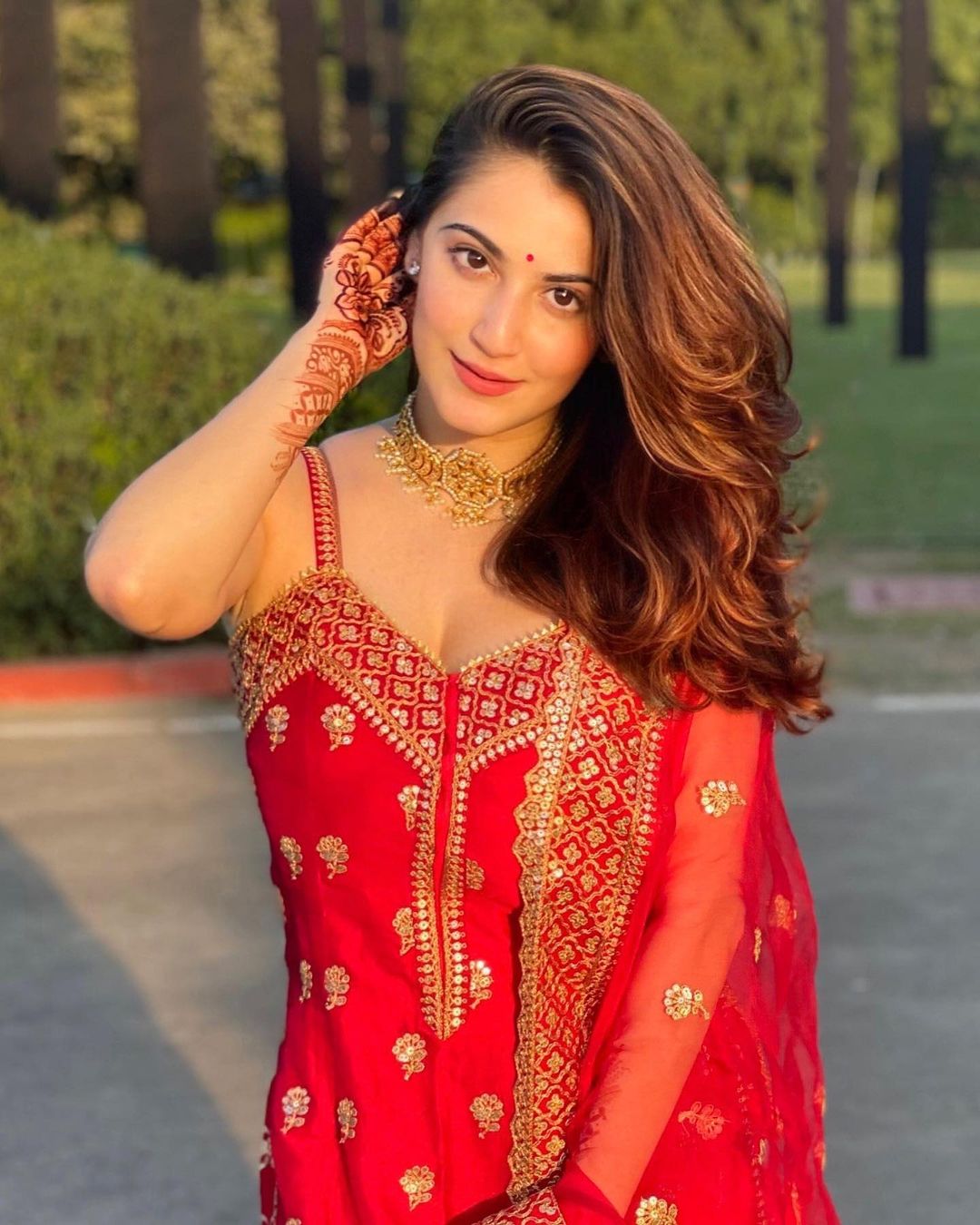 Shivaleeka Oberoi in Marigold Brocade Strappy Set