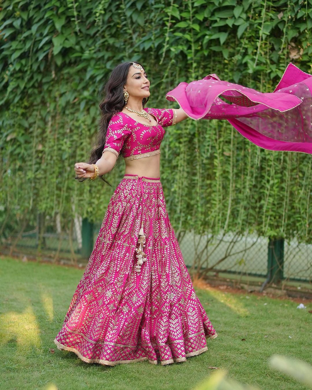 Surbhi Jyoti in Marigold Patti Lehenga Set