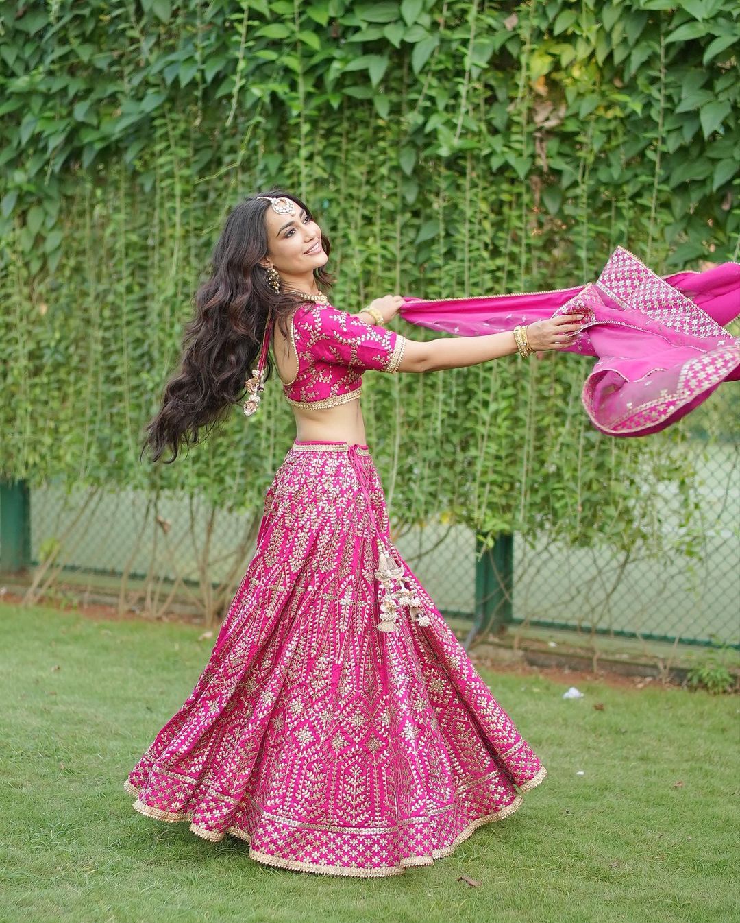 Surbhi Jyoti in Marigold Patti Lehenga Set