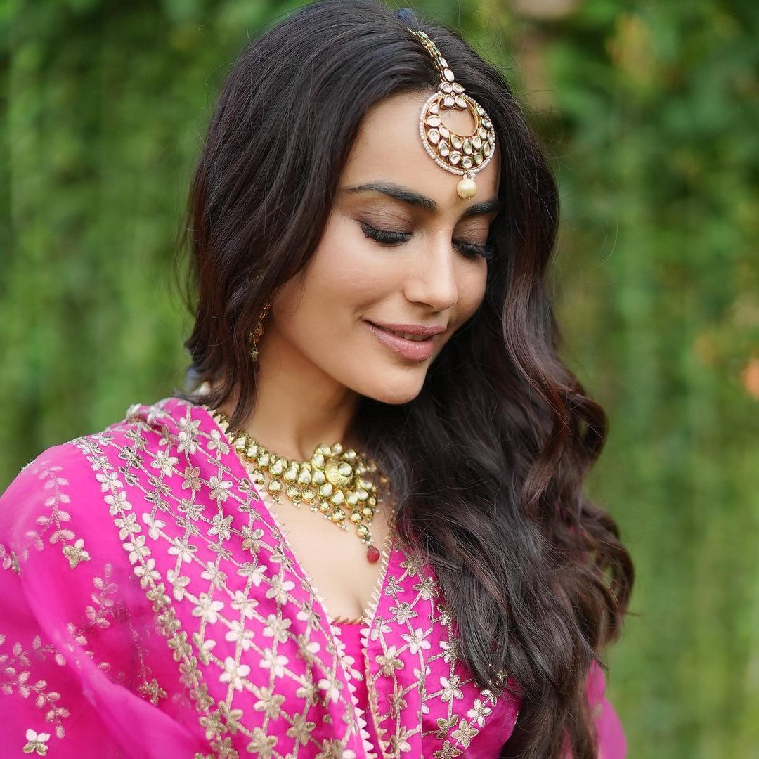 Surbhi Jyoti in Marigold Patti Lehenga Set