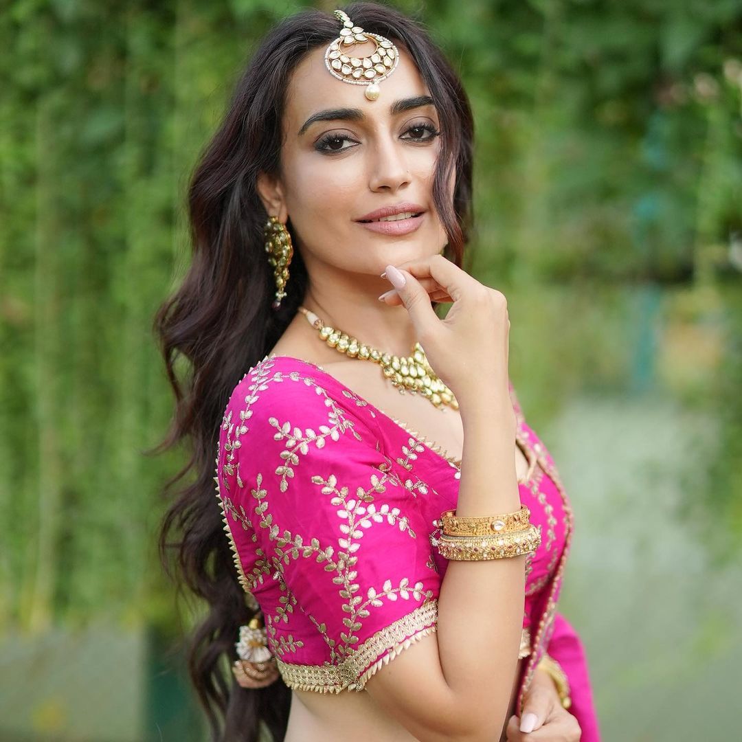 Surbhi Jyoti in Marigold Patti Lehenga Set