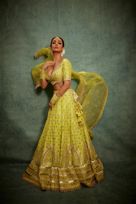 Lime Green Tarini Lehenga Set- front view