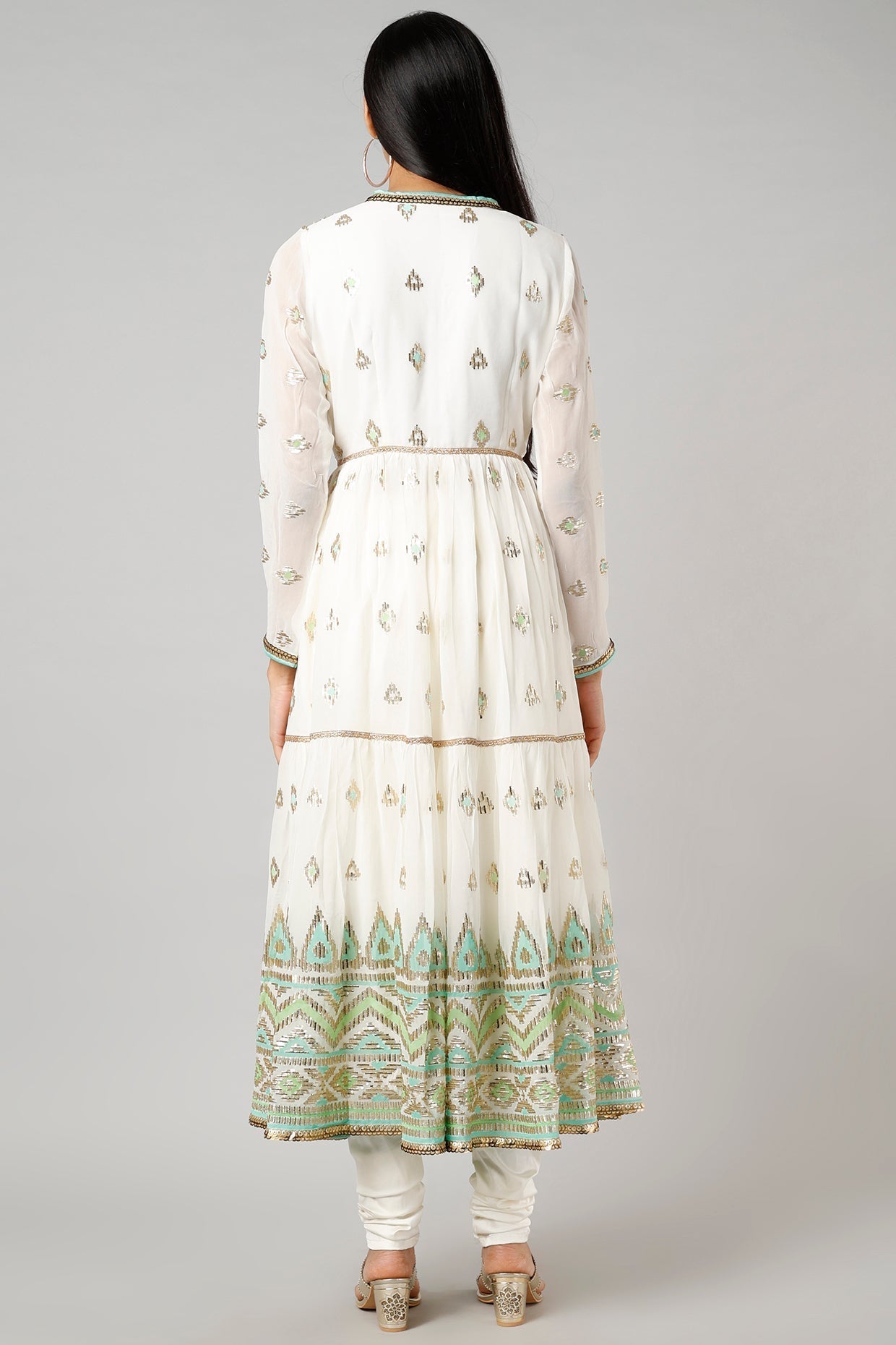 Women's Designer Aziza White Tiered AG set | Gopi Vaid