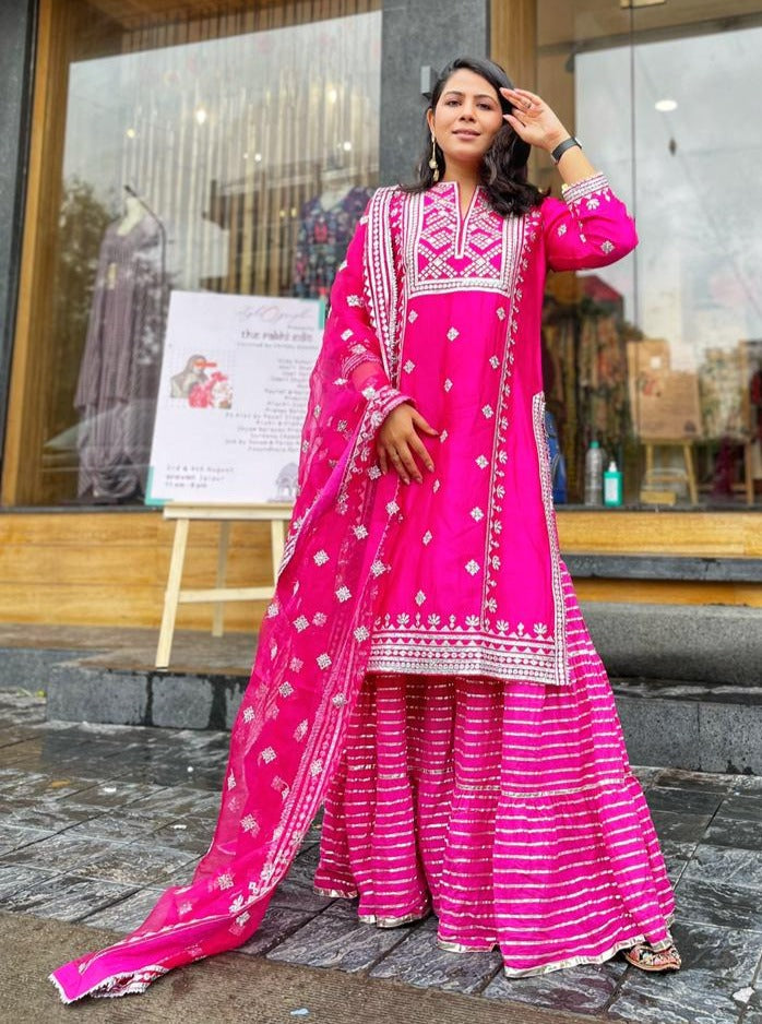 Rani Pink In Chand Tunic Set- front view