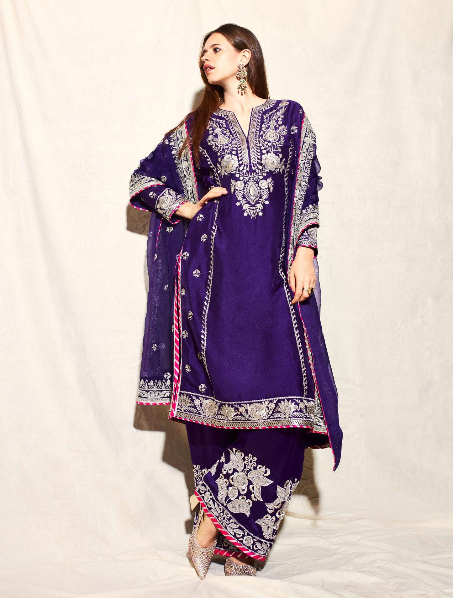 Purple Golconda Amaya Palazzo Set- front view