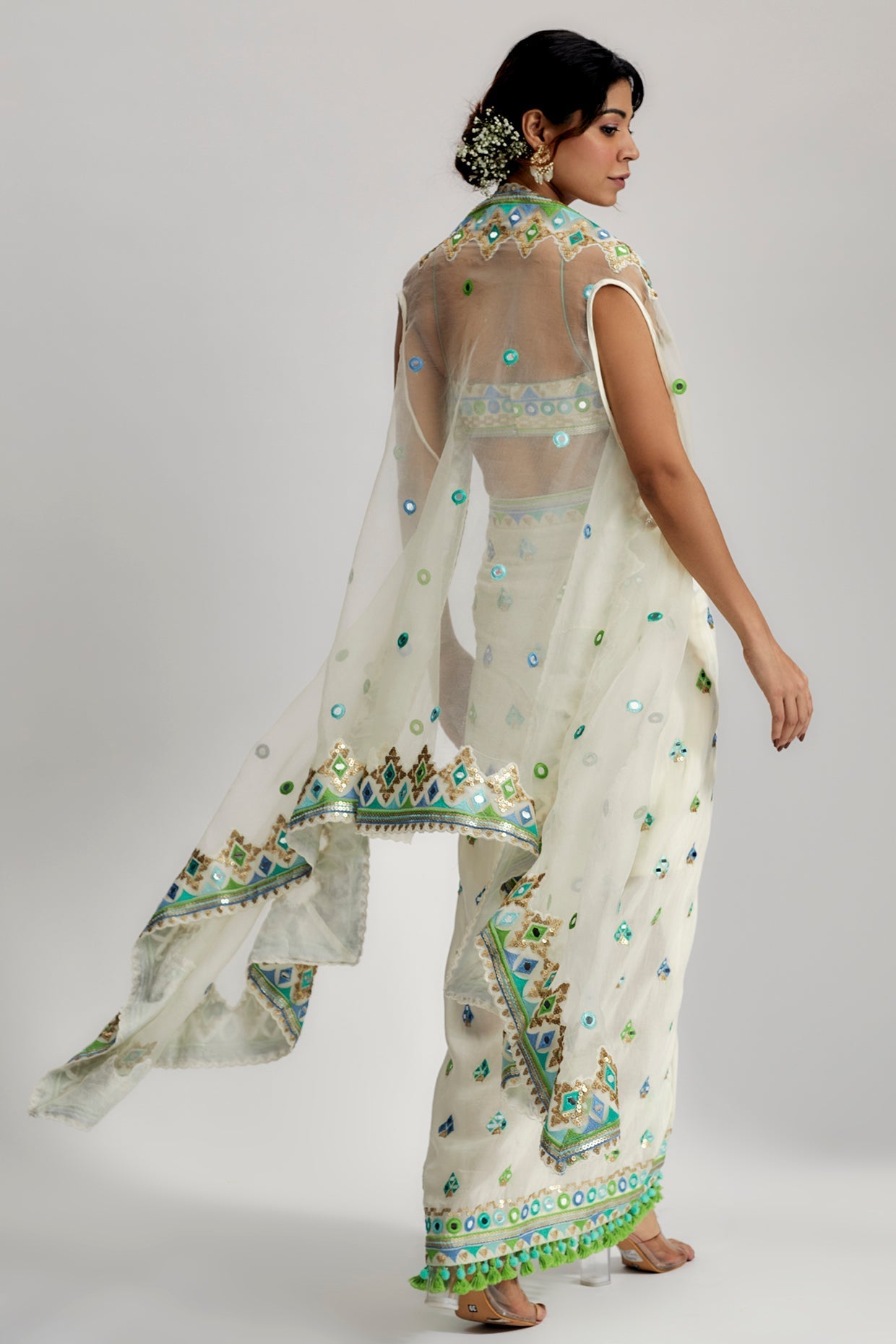 Imrat Cape Set With Skirt Set- back view