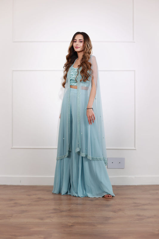 Sky Blue Sharara Set