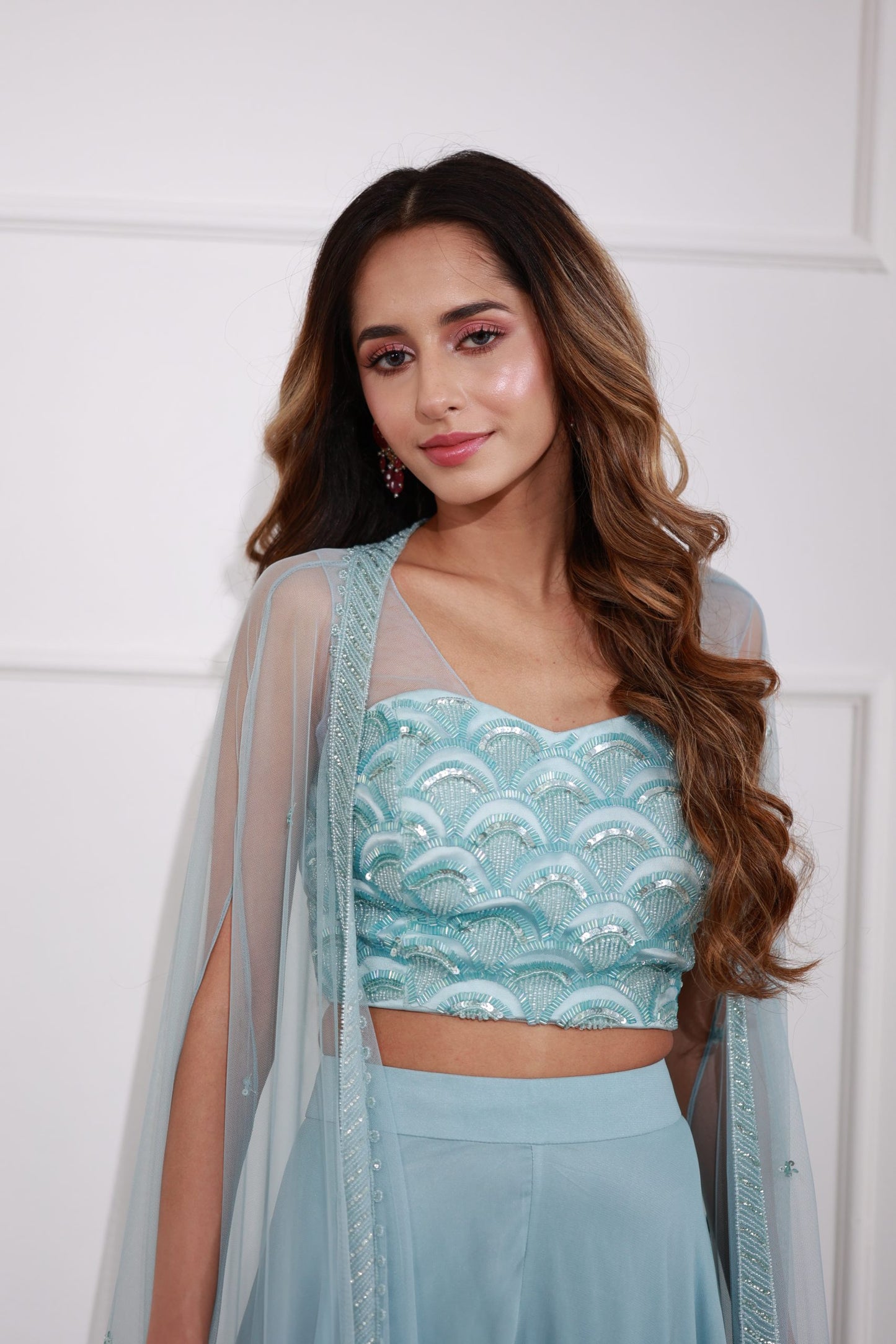 Sky Blue Sharara Set