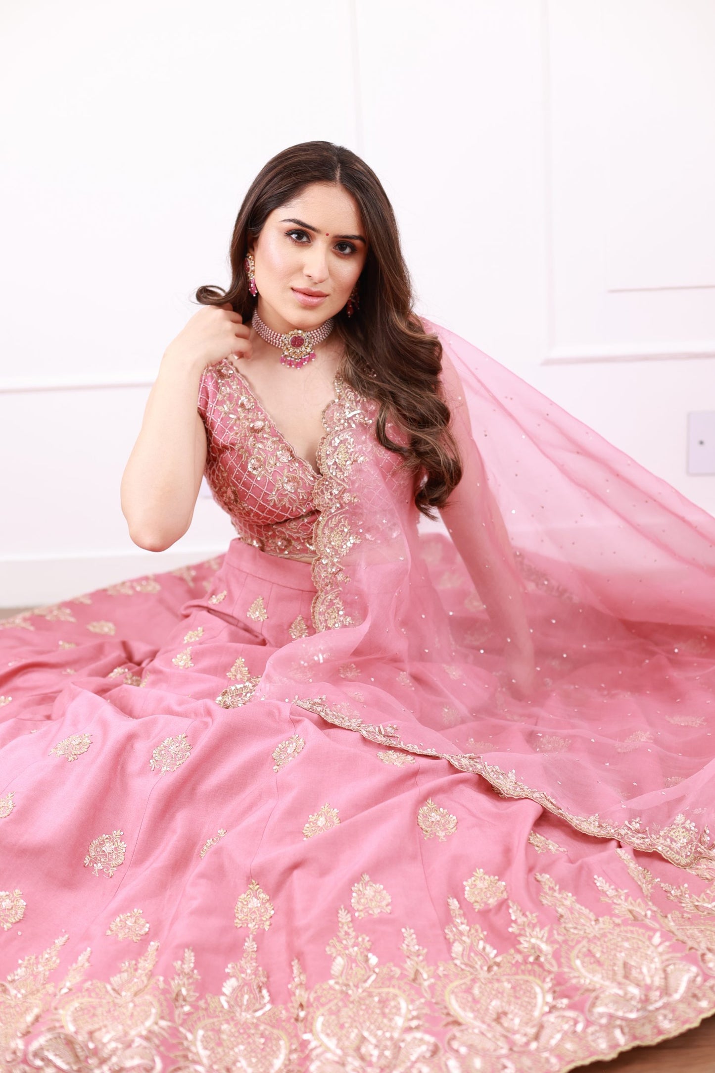 Lilac chanderi lehenga set