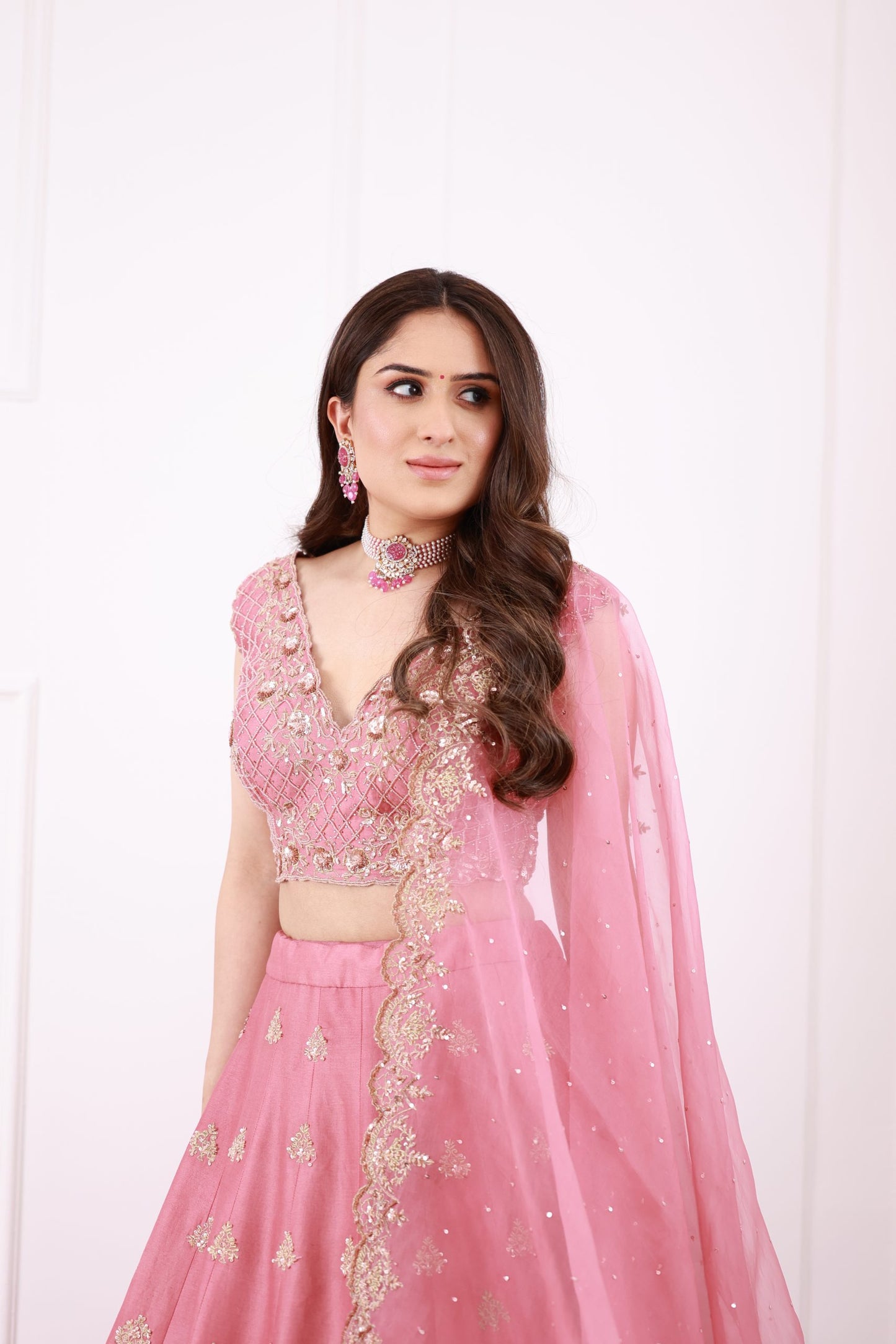 Lilac chanderi lehenga set