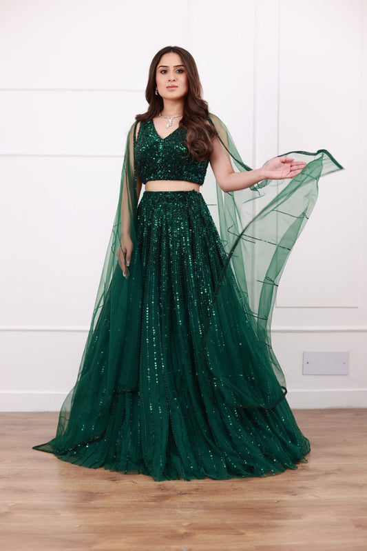 Emerld Green Sequence lehenga set