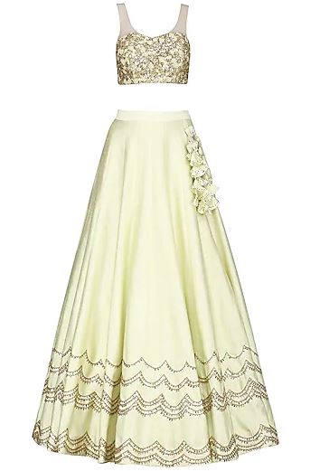 Mint Embroidered Lehenga Set