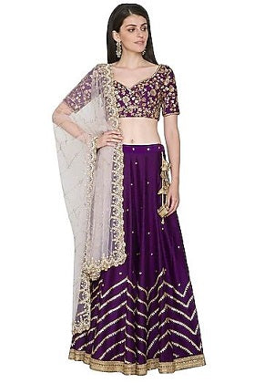 Purple Embroidery Lehenga Set