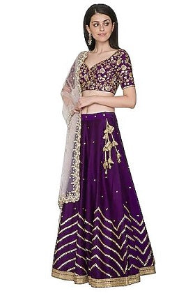 Purple Embroidery Lehenga Set