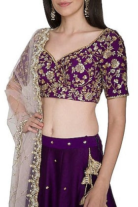 Purple Embroidery Lehenga Set