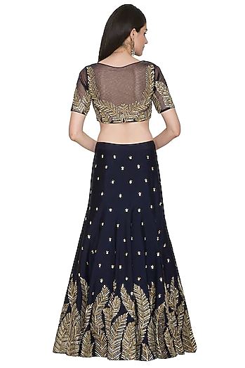 Navy Blue Embroidery Lehenga Set