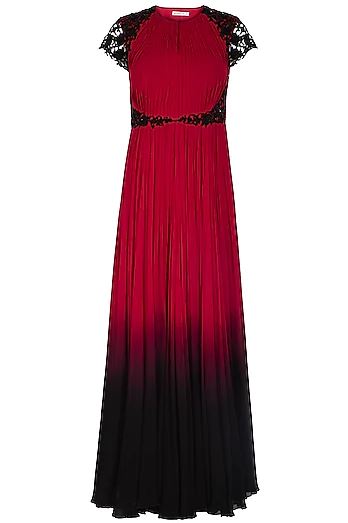 Maroon &amp; Black Ombre Georgette Gown