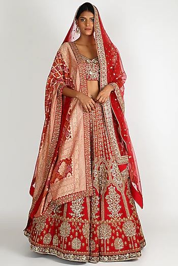 Maroon Kali Embroidered Lehenga Set