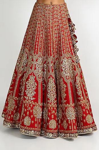 Maroon Kali Embroidered Lehenga Set