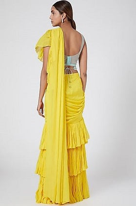 Yellow Ruffle Saree