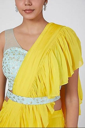 Yellow Ruffle Saree