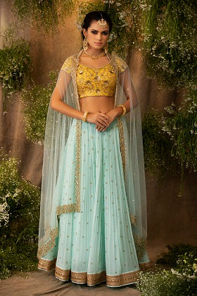 Aqua Emb. ggt Lehenga Set