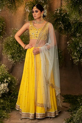 Yellow Emb. GGT Lehenga Set