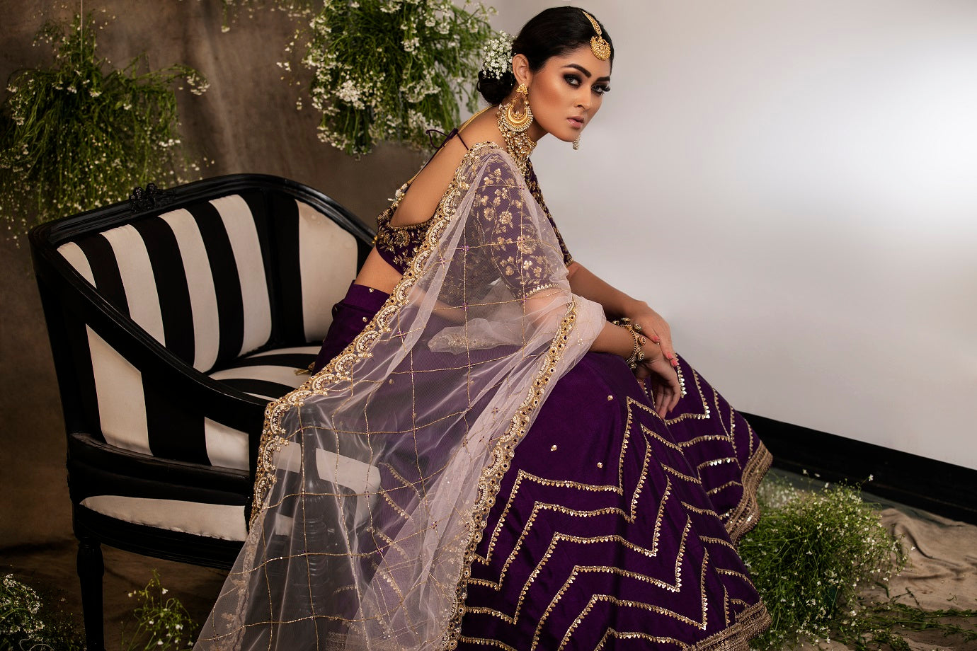 Purple Embroidery Lehenga Set