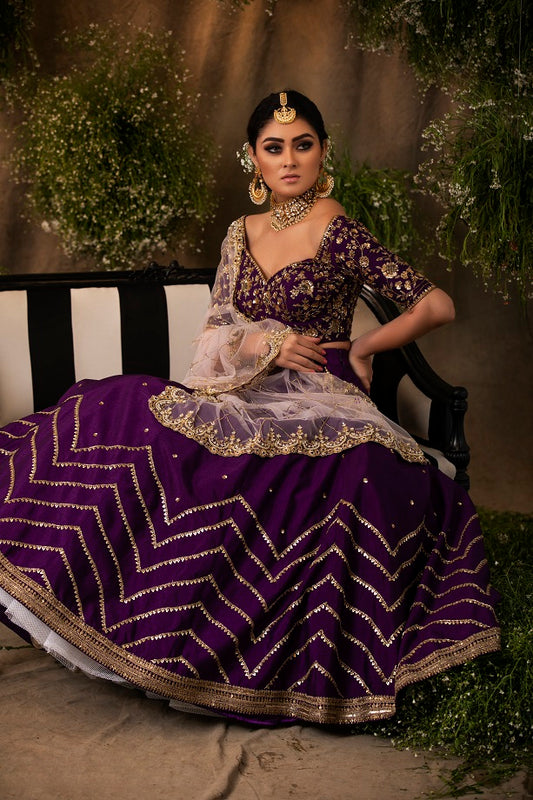 Purple Embroidery Lehenga Set