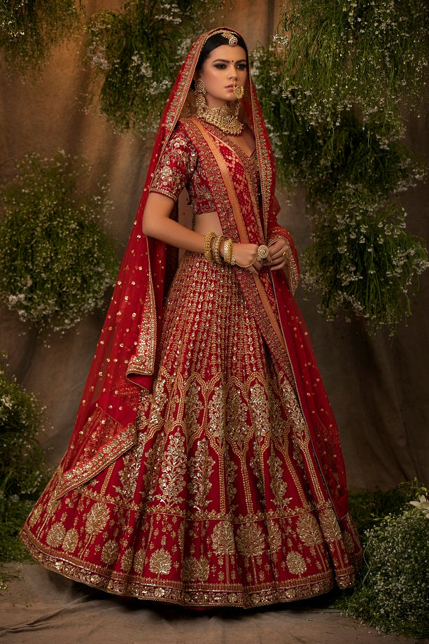 Maroon Kali Embroidered Lehenga Set