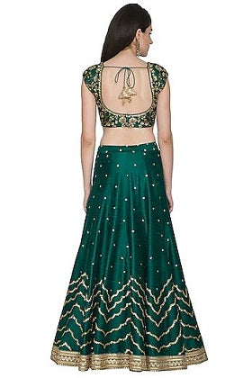 Peacock Green Embroidery Lehenga set